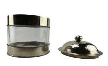 Preview: Dose aus Glas mit einem Deckel aus Weißmessing